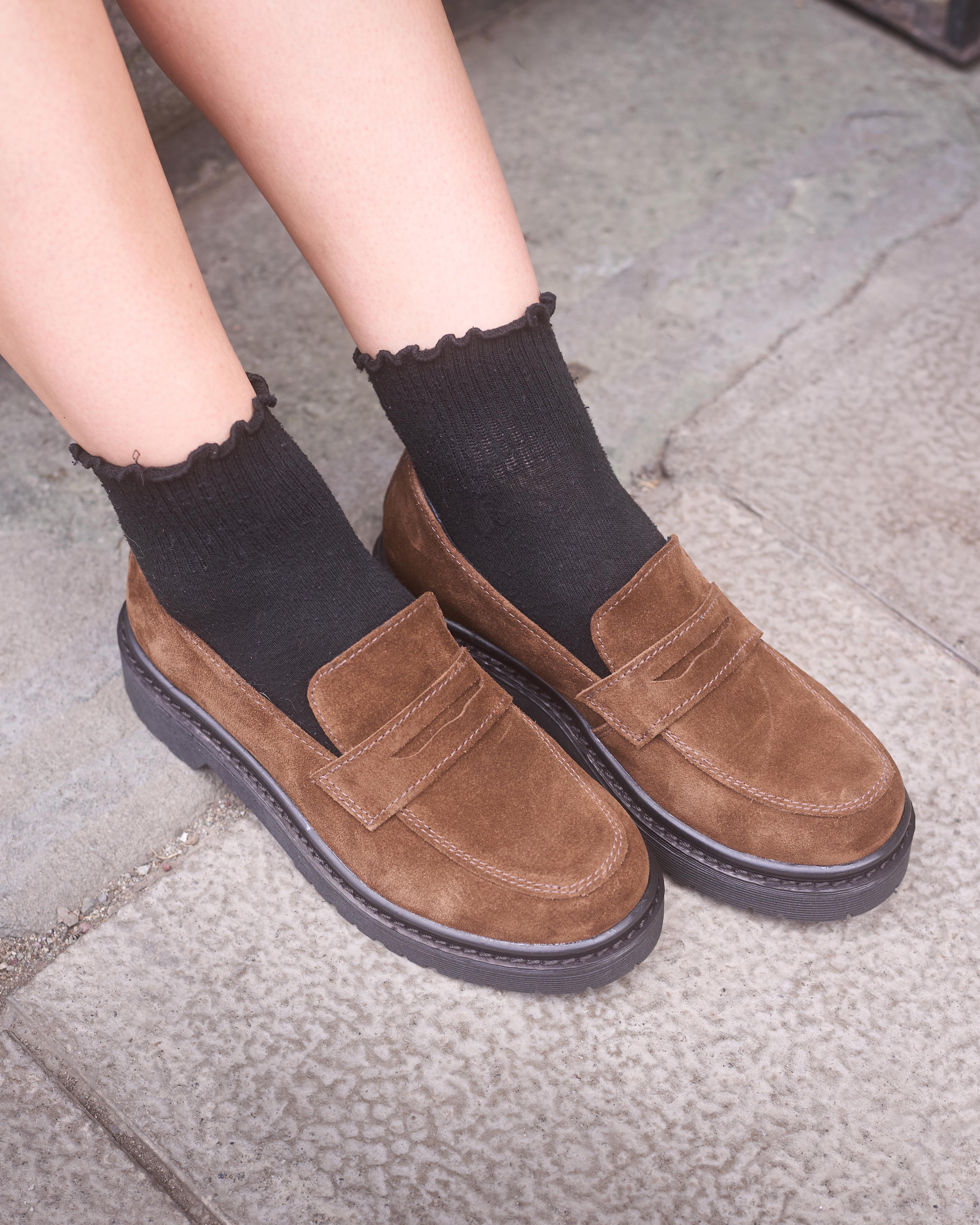 Mocasin Flat - Renobuck Chocolate - AX